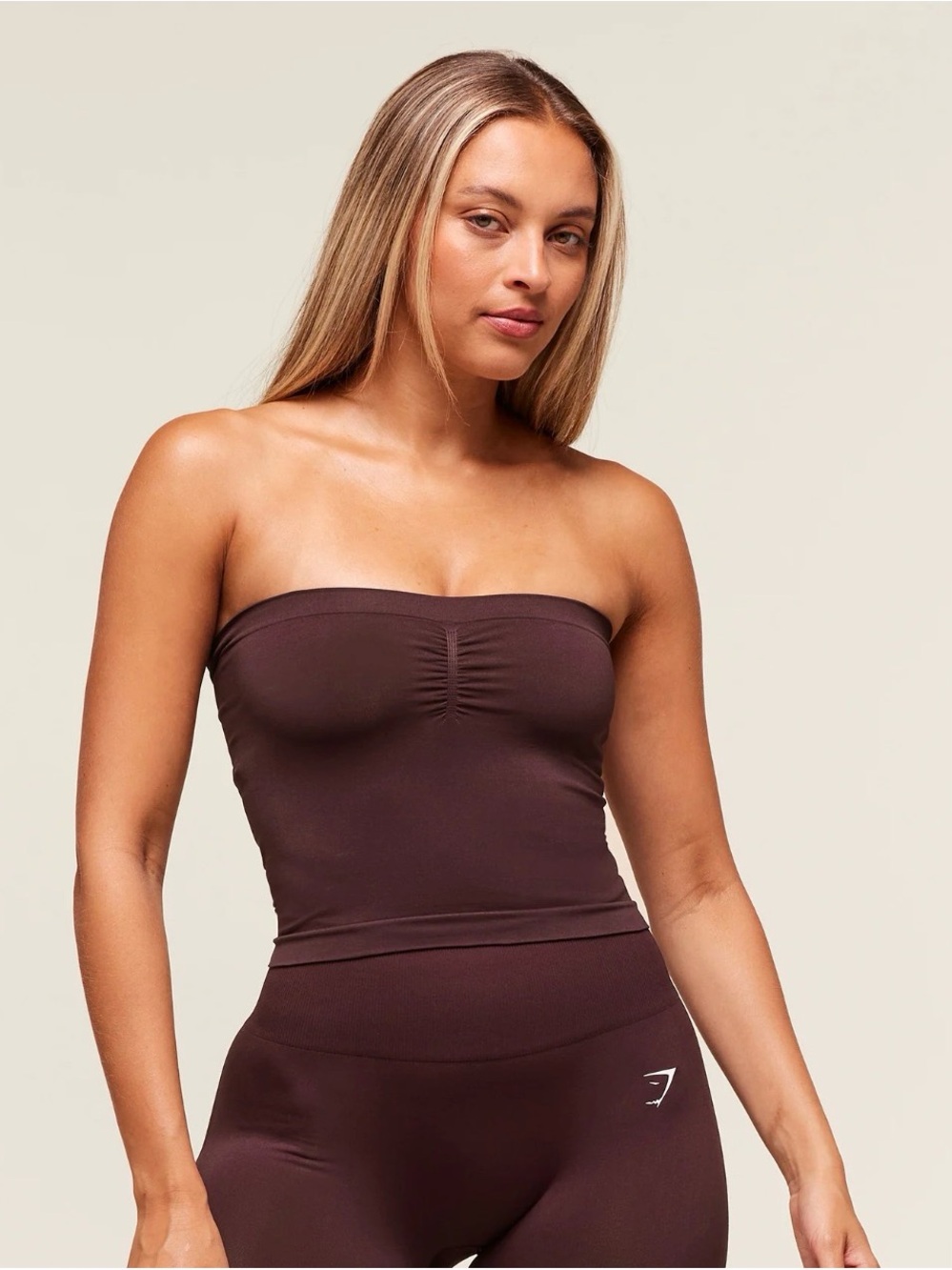 Gymshark Strapless seamless tube top Bandeau Top medium EUC chestnut pink gym